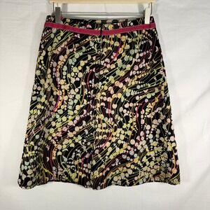Lily A-Line‎ Skirt Size S Colorful Print Ribbon Accent Casual Skirt